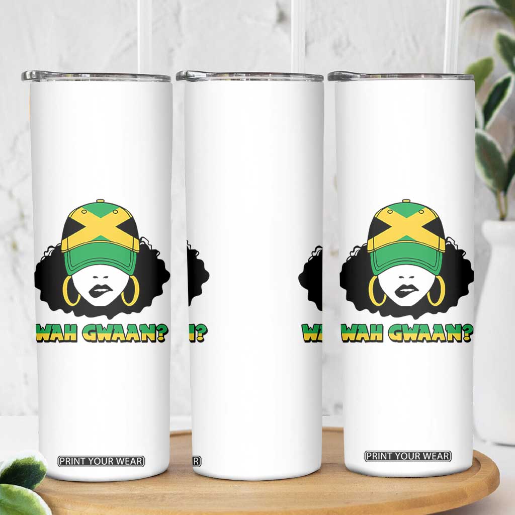 Jamaican Girl Skinny Tumbler Wah Gwaan Jamaica Flag TS11 Print Your Wear