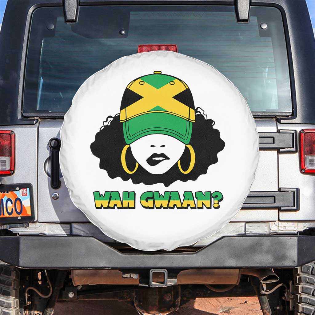 Jamaican Girl Spare Tire Cover Wah Gwaan Jamaica Flag TS11 No hole White Print Your Wear
