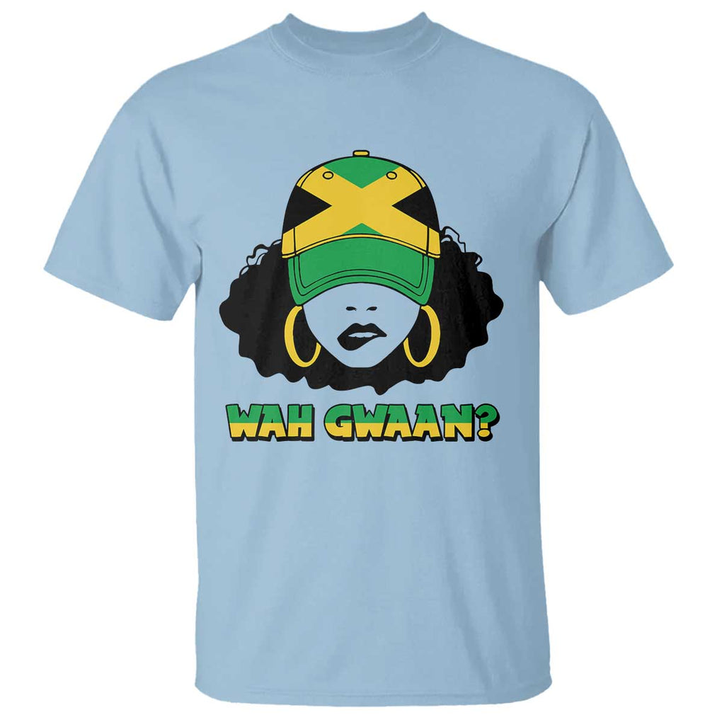 Jamaican Girl T Shirt Wah Gwaan Jamaica Flag TS11 Light Blue Print Your Wear