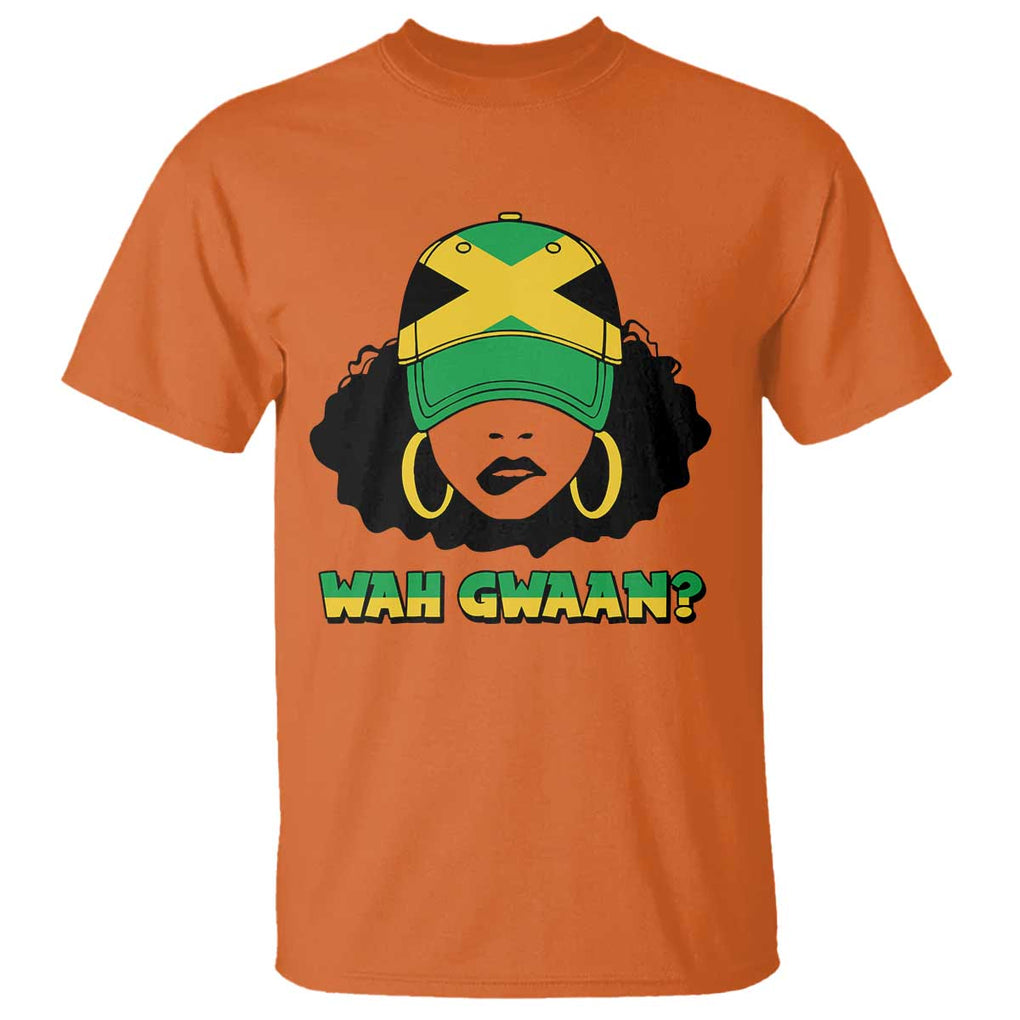 Jamaican Girl T Shirt Wah Gwaan Jamaica Flag TS11 Orange Print Your Wear