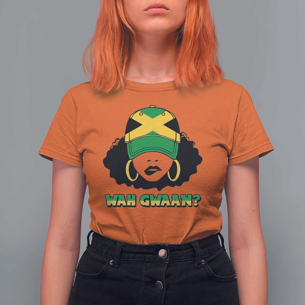 Jamaican Girl T Shirt For Women Wah Gwaan Jamaica Flag TS11 Orange Print Your Wear