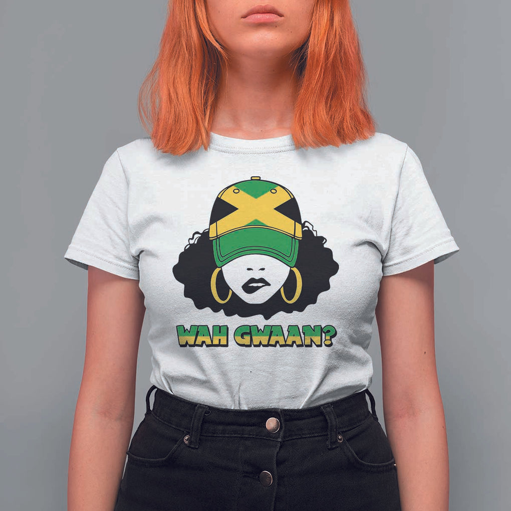 Jamaican Girl T Shirt For Women Wah Gwaan Jamaica Flag TS11 White Print Your Wear