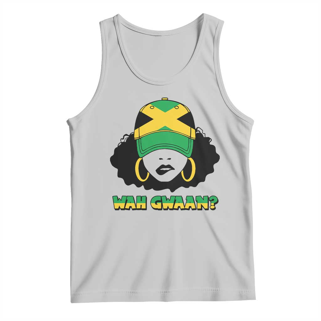 Jamaican Girl Tank Top Wah Gwaan Jamaica Flag TS11 Ash Print Your Wear