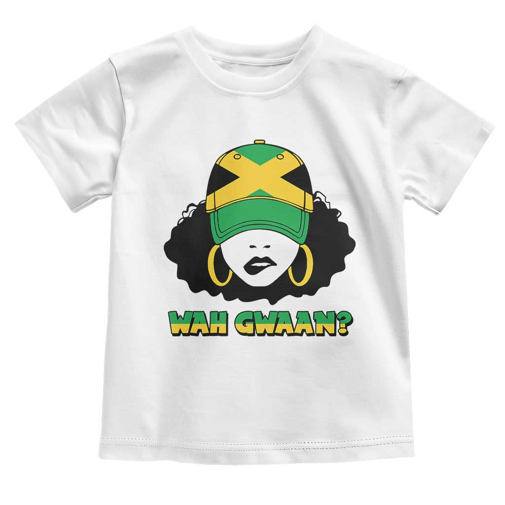 Jamaican Girl Toddler T Shirt Wah Gwaan Jamaica Flag TS11 White Print Your Wear