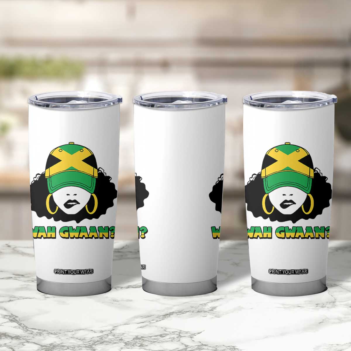 Jamaican Girl Tumbler Cup Wah Gwaan Jamaica Flag TS11 Print Your Wear