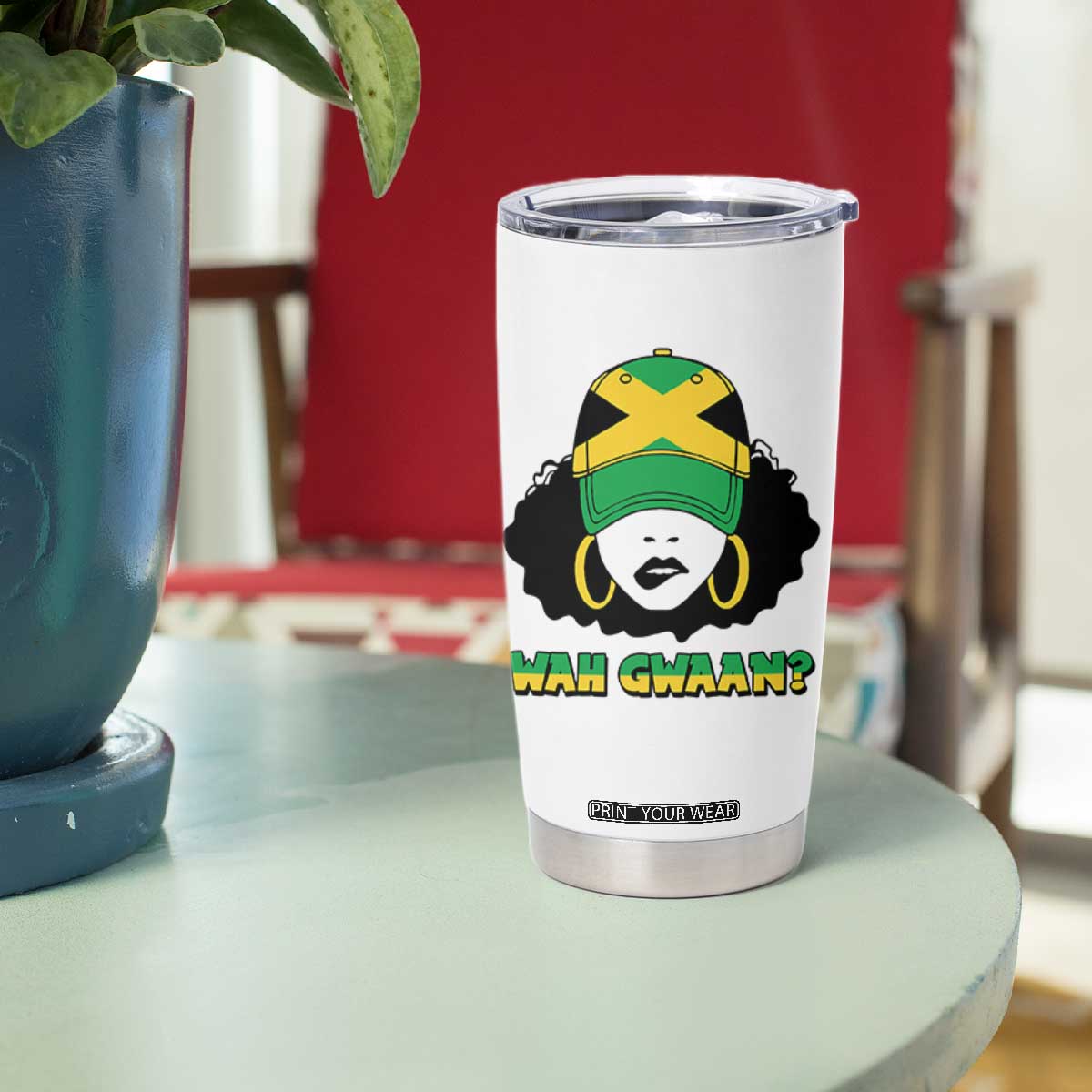 Jamaican Girl Tumbler Cup Wah Gwaan Jamaica Flag TS11 Print Your Wear