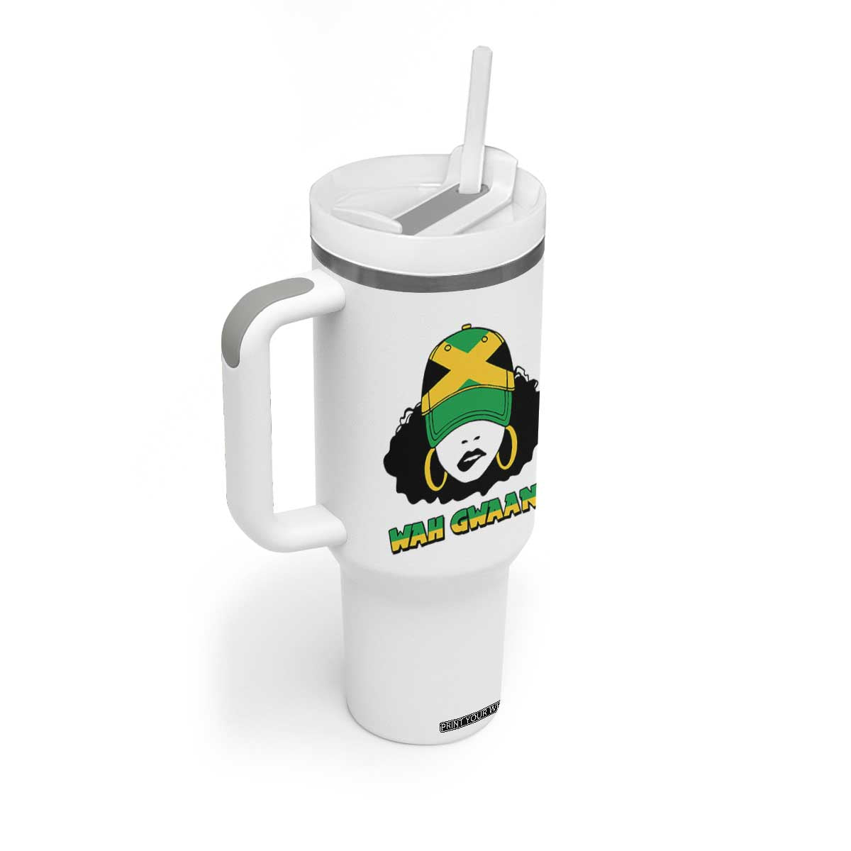 Jamaican Girl Tumbler With Handle Wah Gwaan Jamaica Flag TS11 Print Your Wear