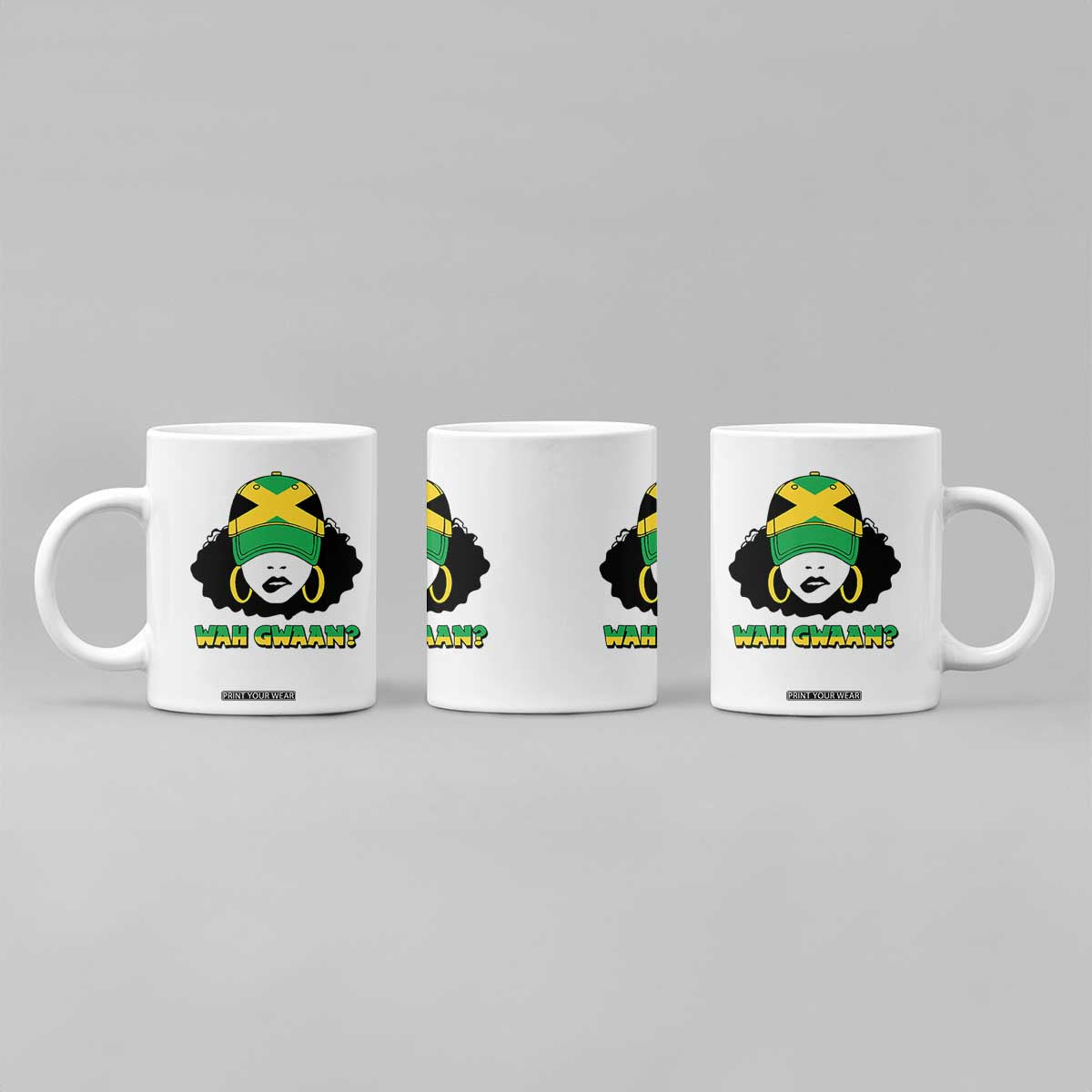 Jamaican Girl Coffee Mug Wah Gwaan Jamaica Flag TS11 Print Your Wear