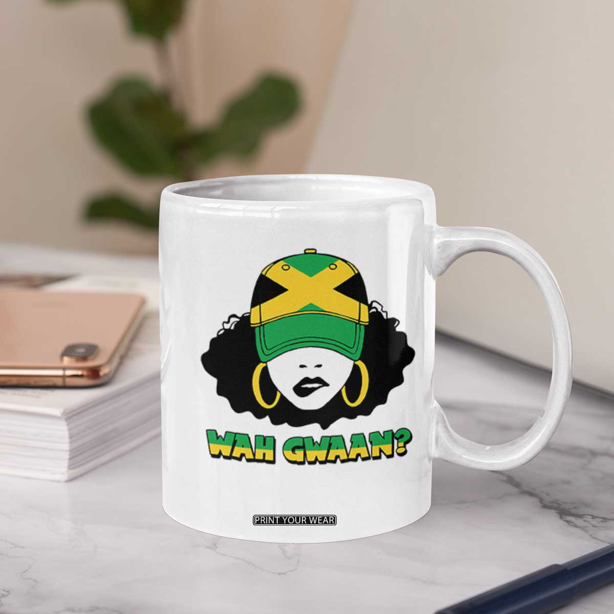 Jamaican Girl Coffee Mug Wah Gwaan Jamaica Flag TS11 Print Your Wear