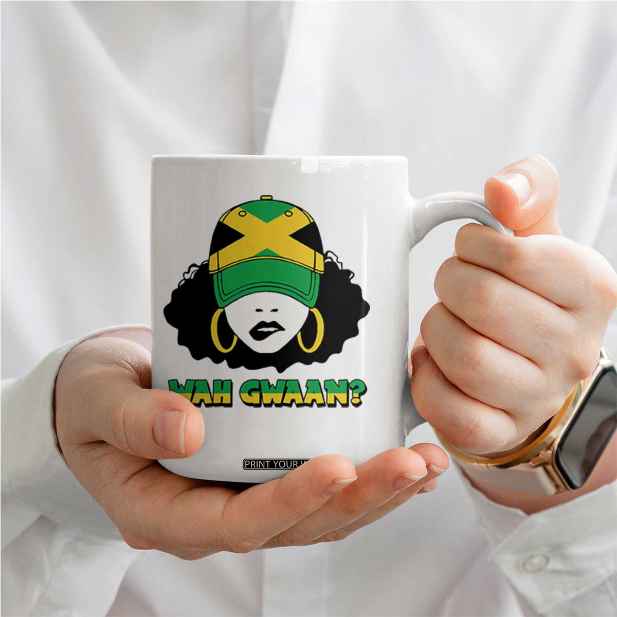 Jamaican Girl Coffee Mug Wah Gwaan Jamaica Flag TS11 Print Your Wear