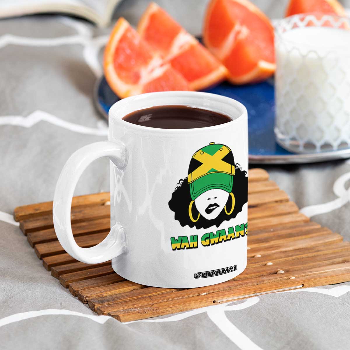 Jamaican Girl Coffee Mug Wah Gwaan Jamaica Flag TS11 Print Your Wear