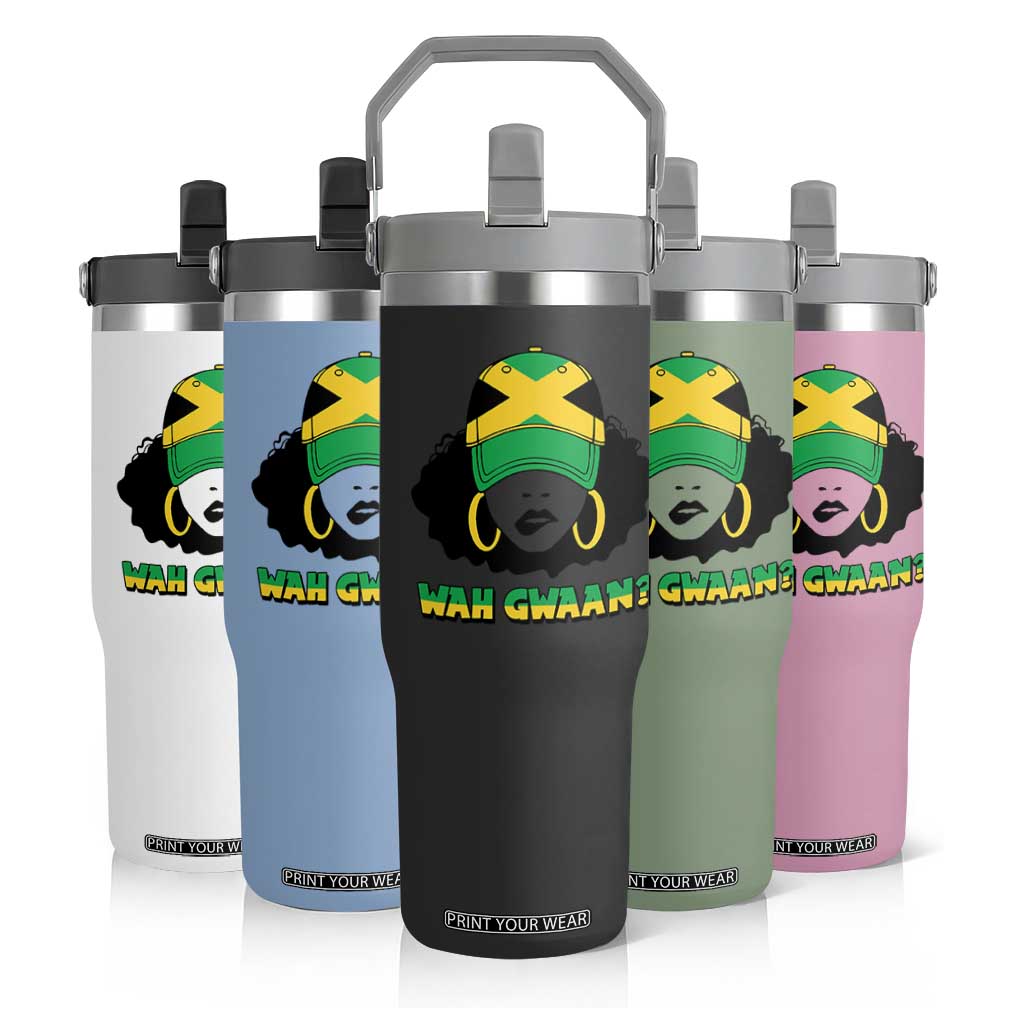 Jamaican Girl Flip Straw Tumbler Wah Gwaan Jamaica Flag TS11 Print Your Wear