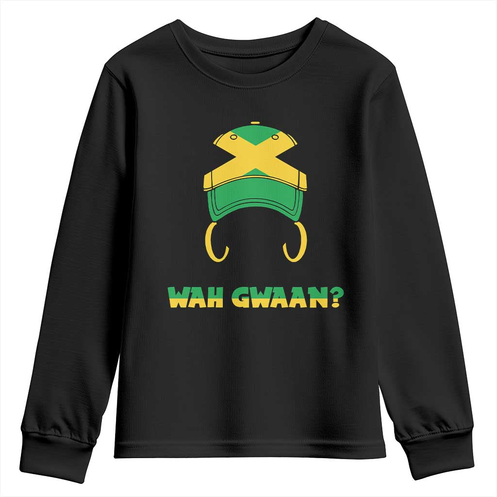 Jamaican Girl Youth Sweatshirt Wah Gwaan Jamaica Flag TS11 Black Print Your Wear