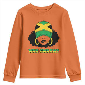 Jamaican Girl Youth Sweatshirt Wah Gwaan Jamaica Flag TS11 Orange Print Your Wear