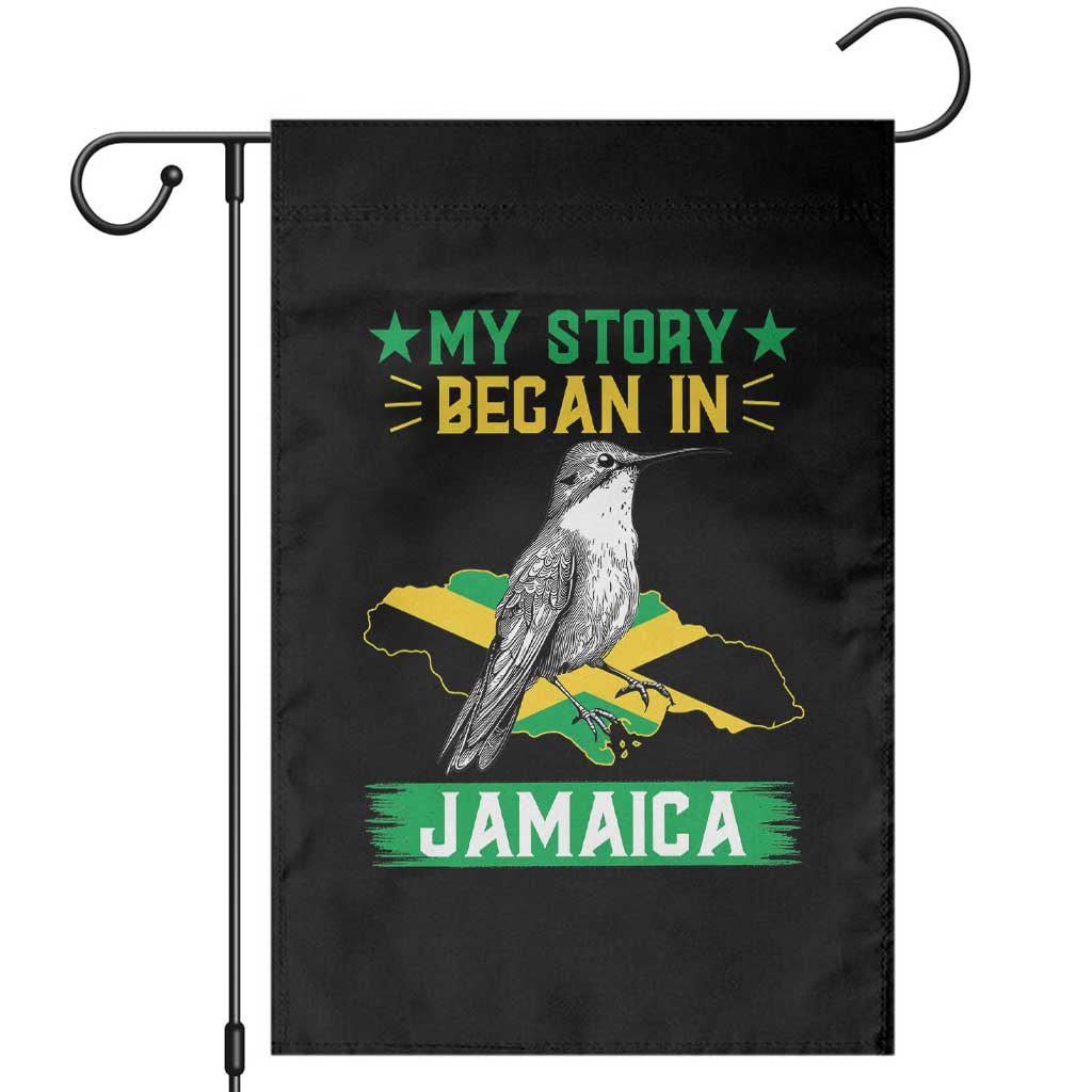 My Story Began In Jamaica Garden Flag Hummingbird Jamaican Flag TS11 Black Print Your Wear