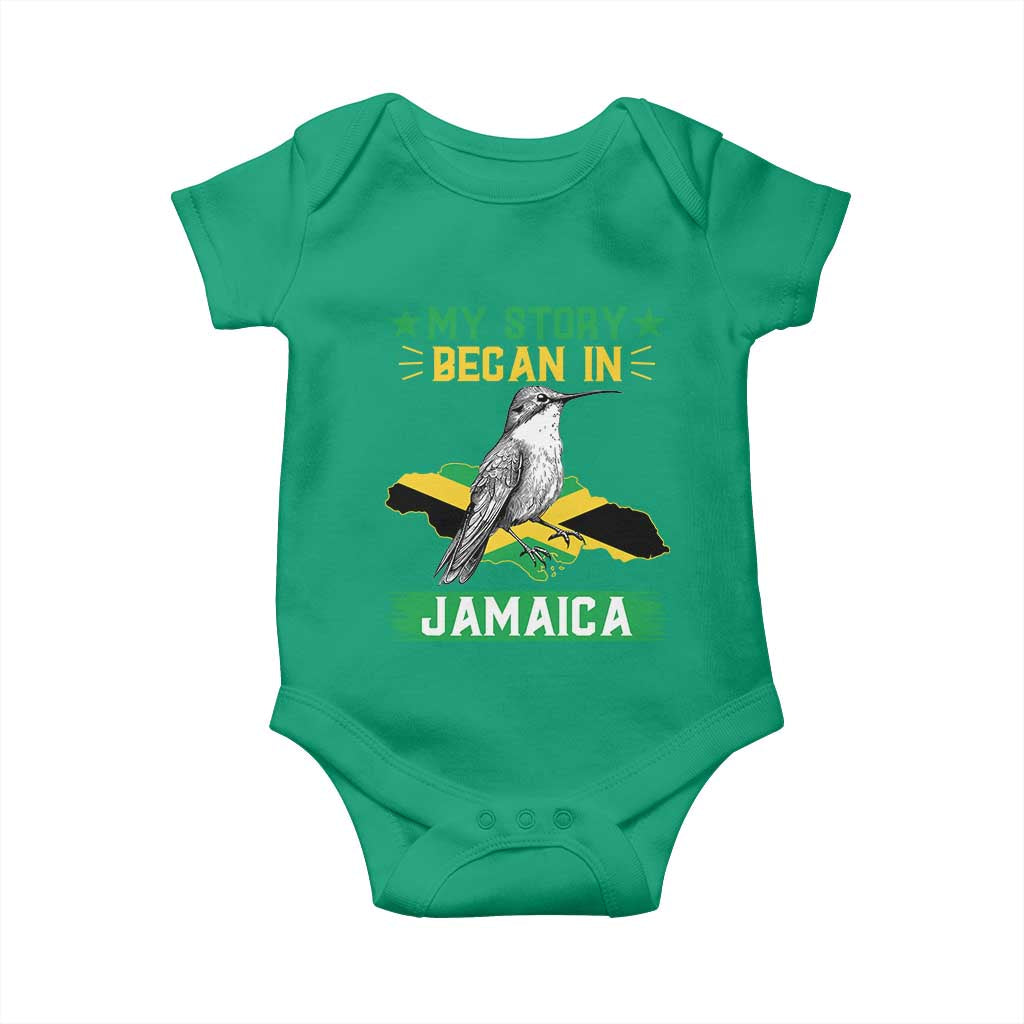My Story Began In Jamaica Baby Onesie Hummingbird Jamaican Flag TS11 Irish Green Print Your Wear