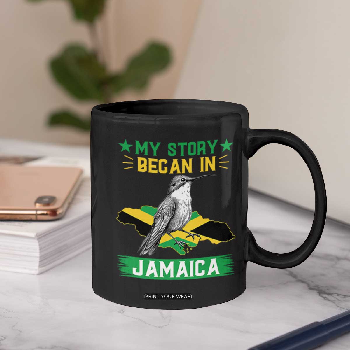 My Story Began In Jamaica Coffee Mug Hummingbird Jamaican Flag TS11 Print Your Wear