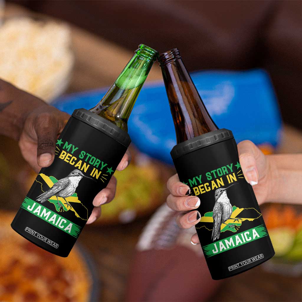 My Story Began In Jamaica 4 in 1 Can Cooler Tumbler Hummingbird Jamaican Flag TS11 Print Your Wear