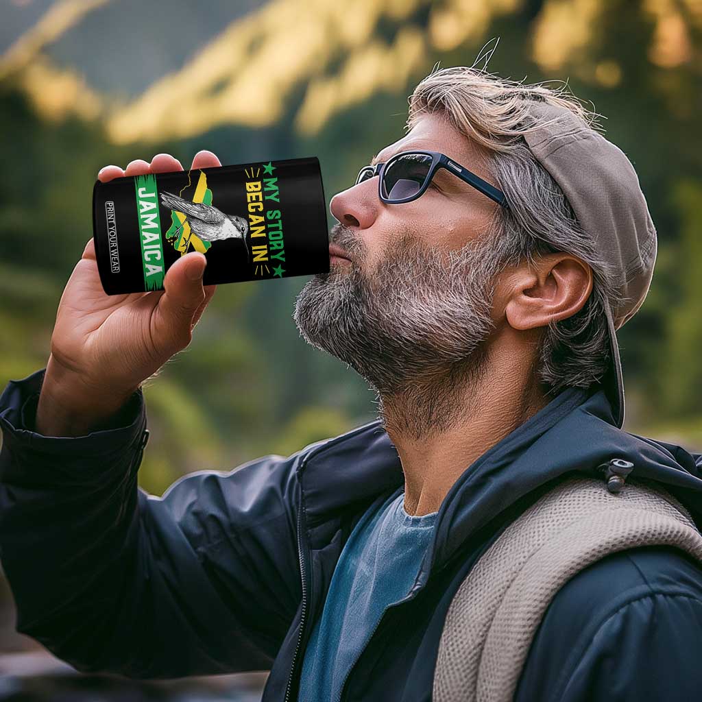 My Story Began In Jamaica 4 in 1 Can Cooler Tumbler Hummingbird Jamaican Flag TS11 Print Your Wear