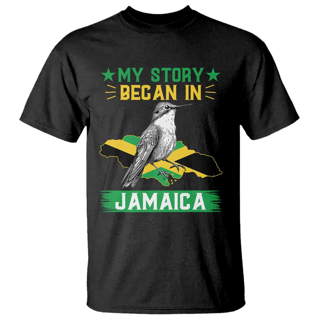 My Story Began In Jamaica T Shirt Hummingbird Jamaican Flag TS11 Black Print Your Wear
