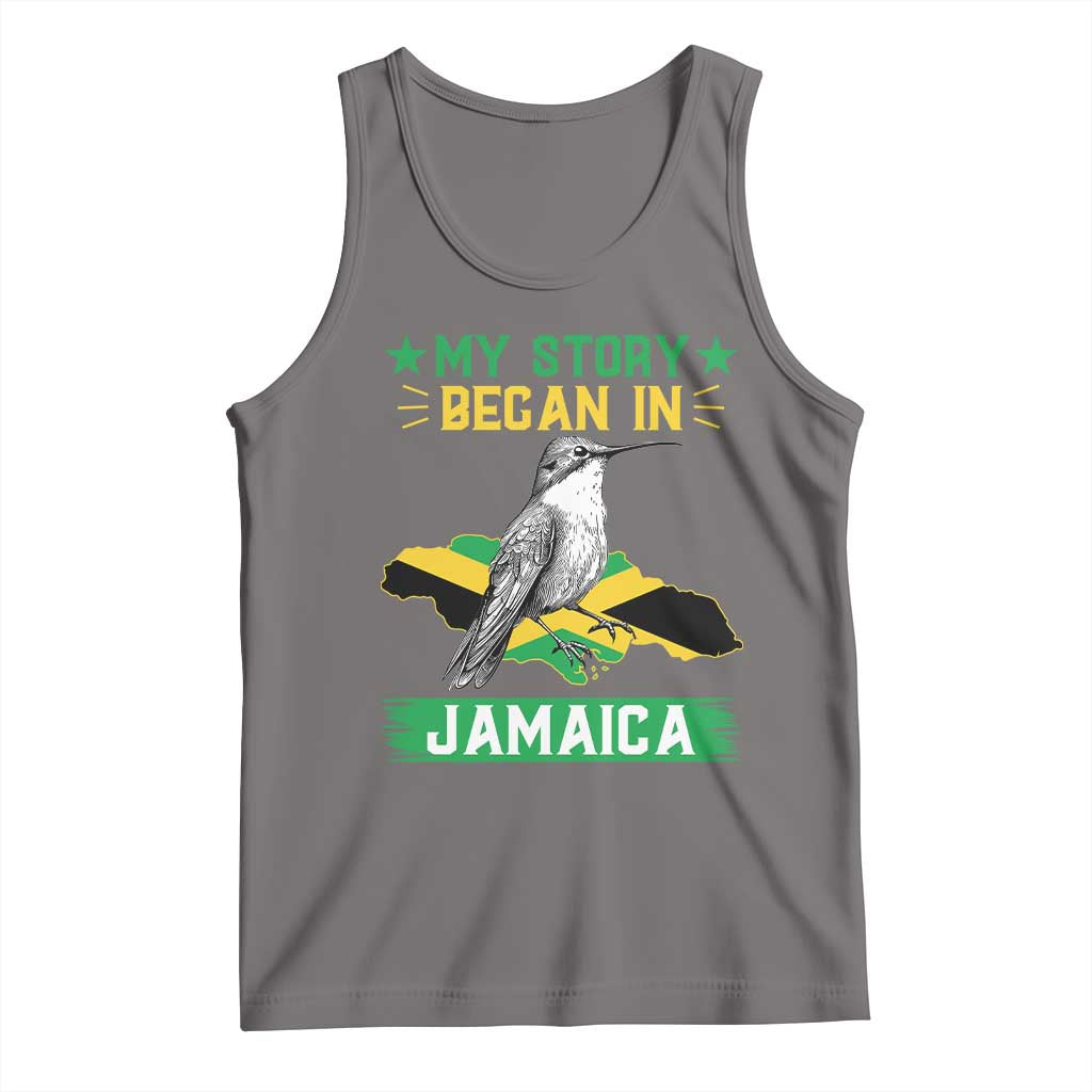 My Story Began In Jamaica Tank Top Hummingbird Jamaican Flag TS11 Deep Heather Print Your Wear