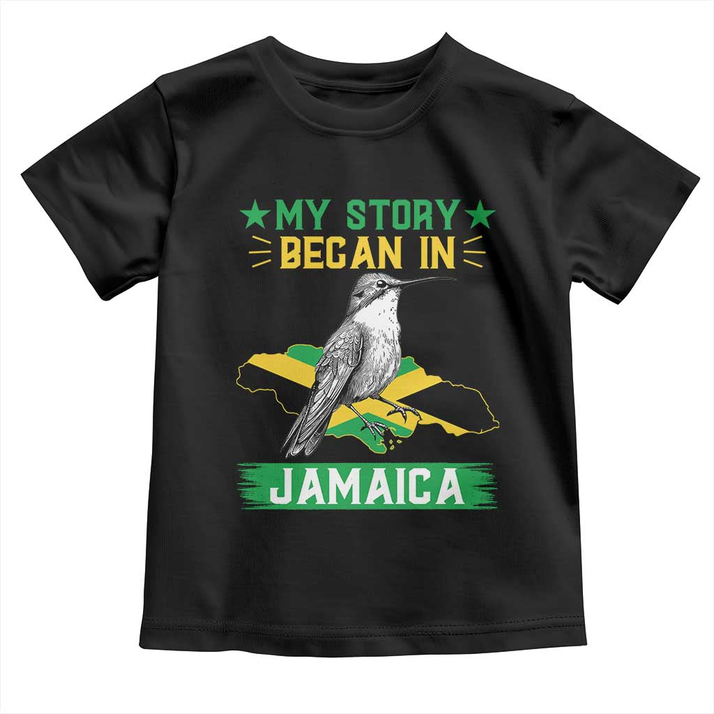 My Story Began In Jamaica Toddler T Shirt Hummingbird Jamaican Flag TS11 Black Print Your Wear