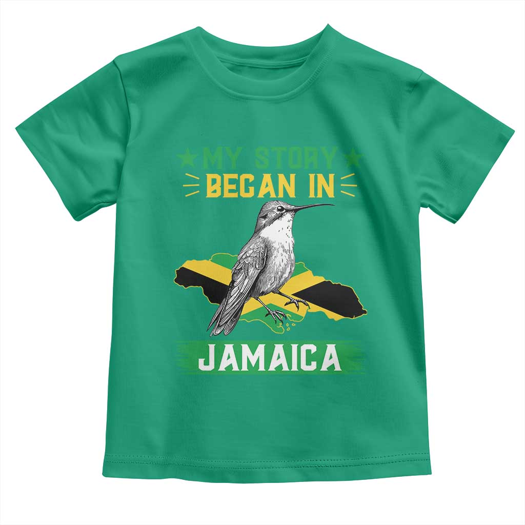 My Story Began In Jamaica Toddler T Shirt Hummingbird Jamaican Flag TS11 Irish Green Print Your Wear