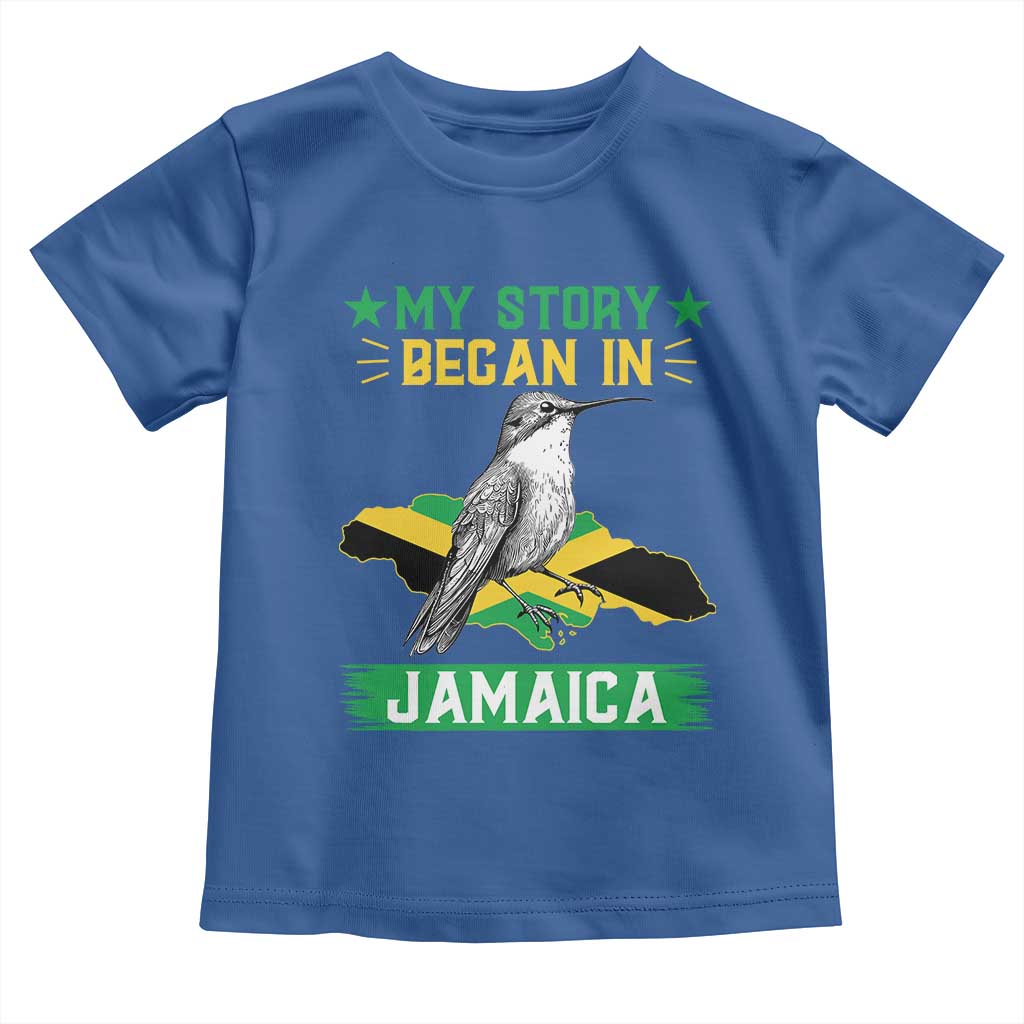 My Story Began In Jamaica Toddler T Shirt Hummingbird Jamaican Flag TS11 Royal Blue Print Your Wear