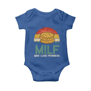 Funny MILF Man I Love Frybread Baby Onesie Vintage Retro Sunset Native American Food TS11 Royal Blue Print Your Wear