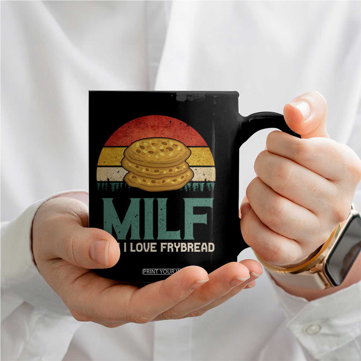 Funny MILF Man I Love Frybread Coffee Mug Vintage Retro Sunset Native American Food TS11 Print Your Wear