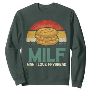 Funny MILF Man I Love Frybread Sweatshirt Vintage Retro Sunset Native American Food TS11 Dark Forest Green Print Your Wear