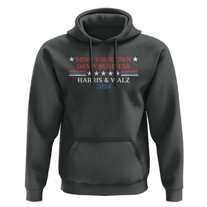 Funny Harris Walz 2024 Hoodie Mind Your Own Damn Business American Flag TS11 Dark Heather Print Your Wear