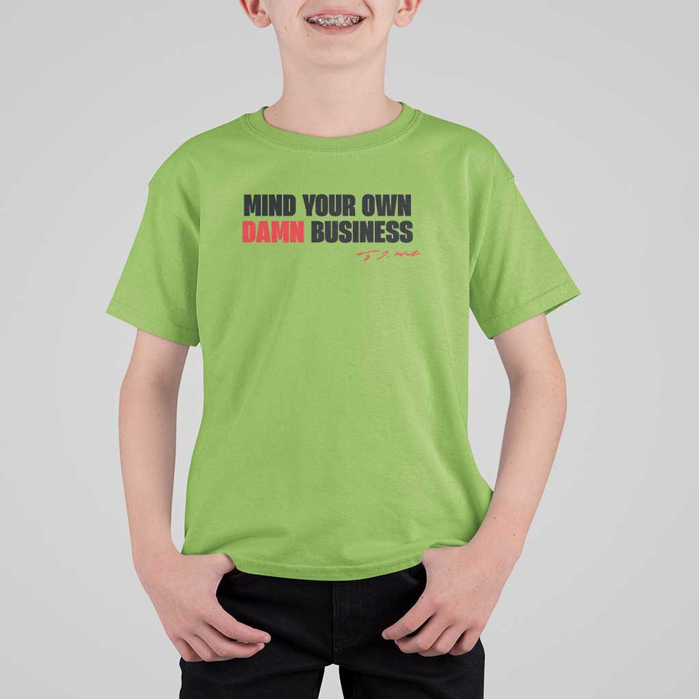 Funny Walz T Shirt For Kid Mind Your Own Damn Business TS11 Lime Print Your Wear