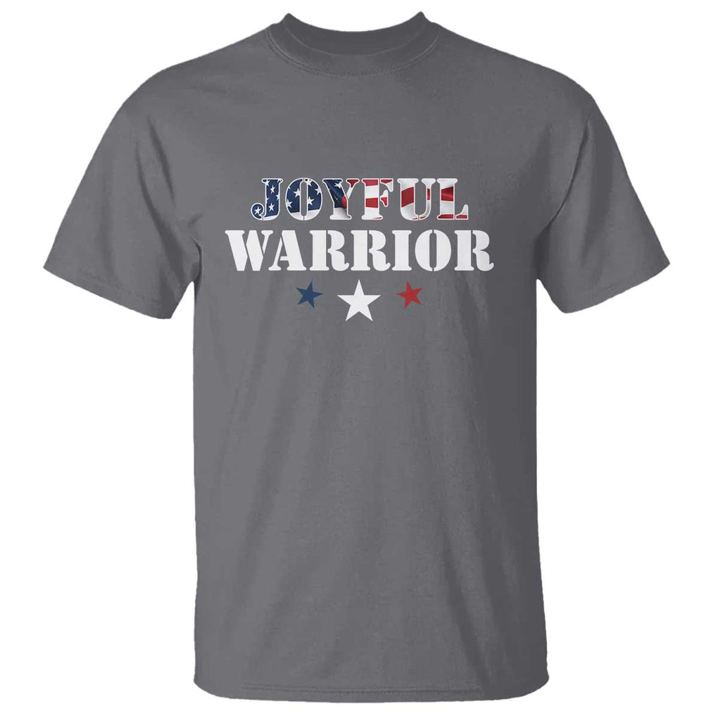 Harris Walz 2024 T Shirt Joyful Warrior American Flag Political Stars TS11 Charcoal Print Your Wear
