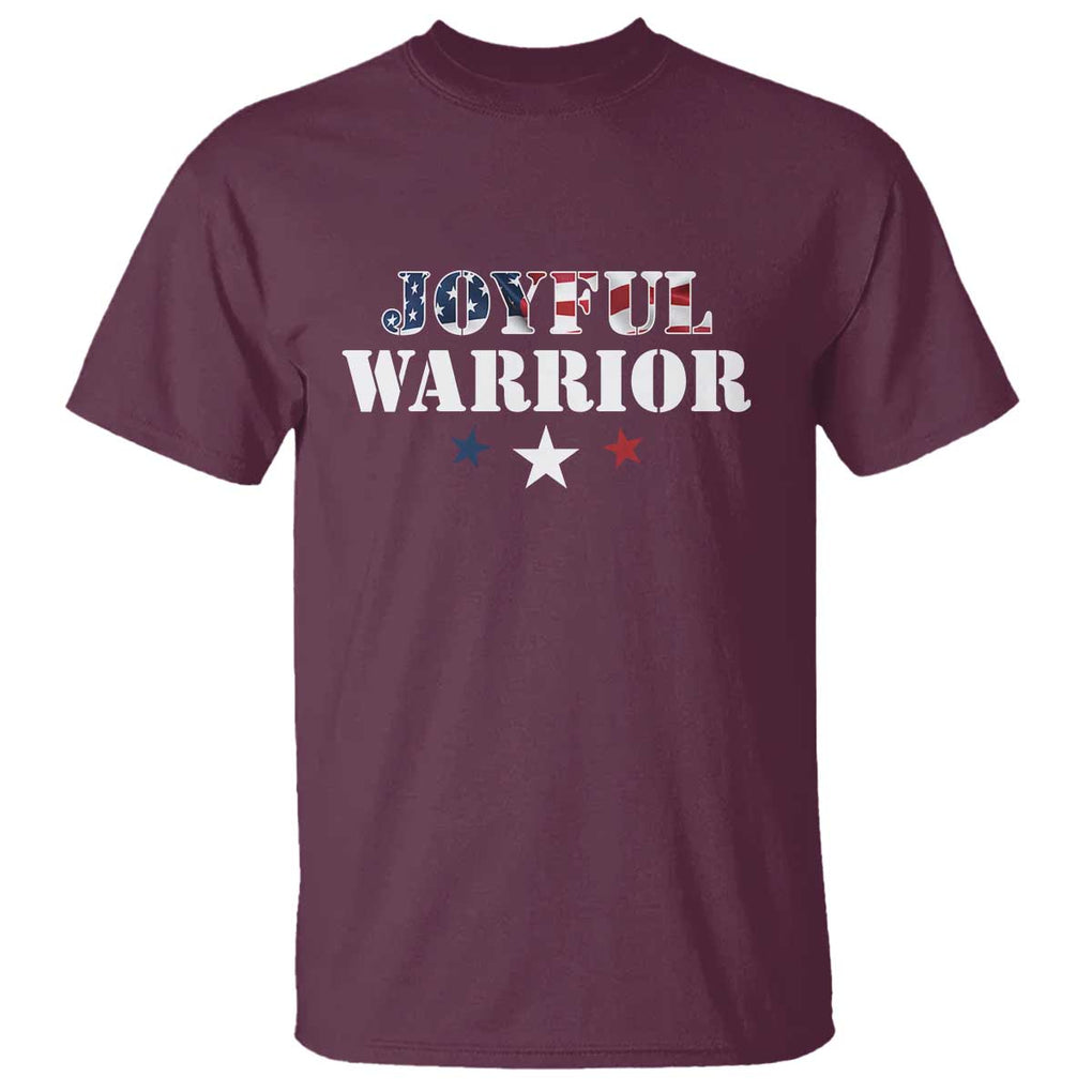 Harris Walz 2024 T Shirt Joyful Warrior American Flag Political Stars TS11 Maroon Print Your Wear