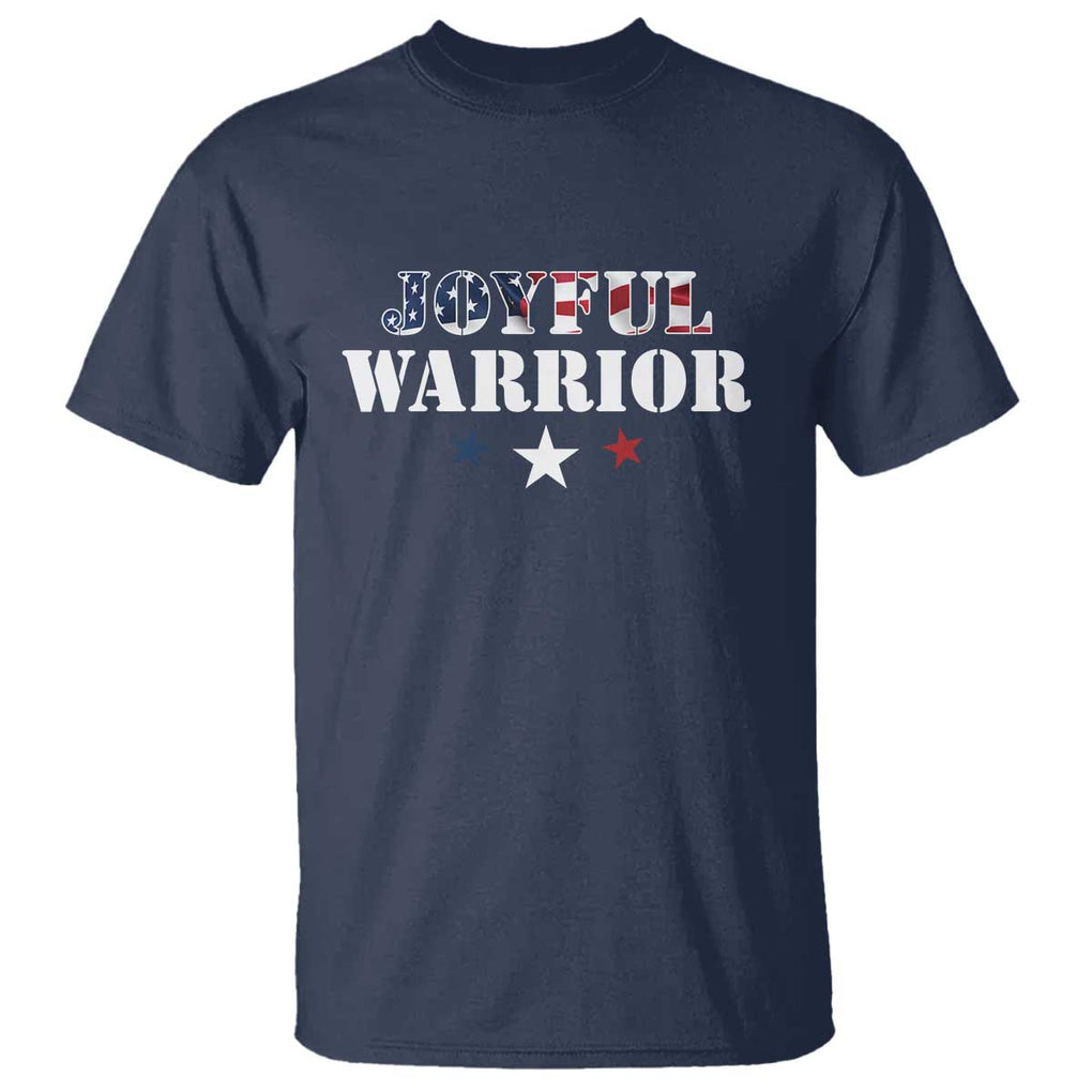 Harris Walz 2024 T Shirt Joyful Warrior American Flag Political Stars TS11 Navy Print Your Wear