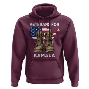 Veterans For Kamala Hoodie Harris Supporter American Flag Election 2024 TS11 Maroon Print Your Wear