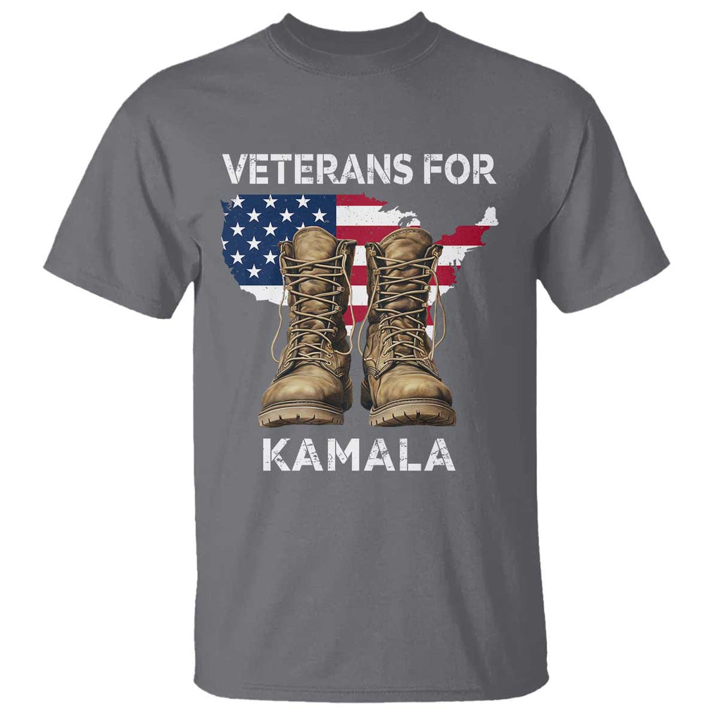 Veterans For Kamala T Shirt Harris Supporter American Flag Election 2024 TS11 Charcoal Print Your Wear