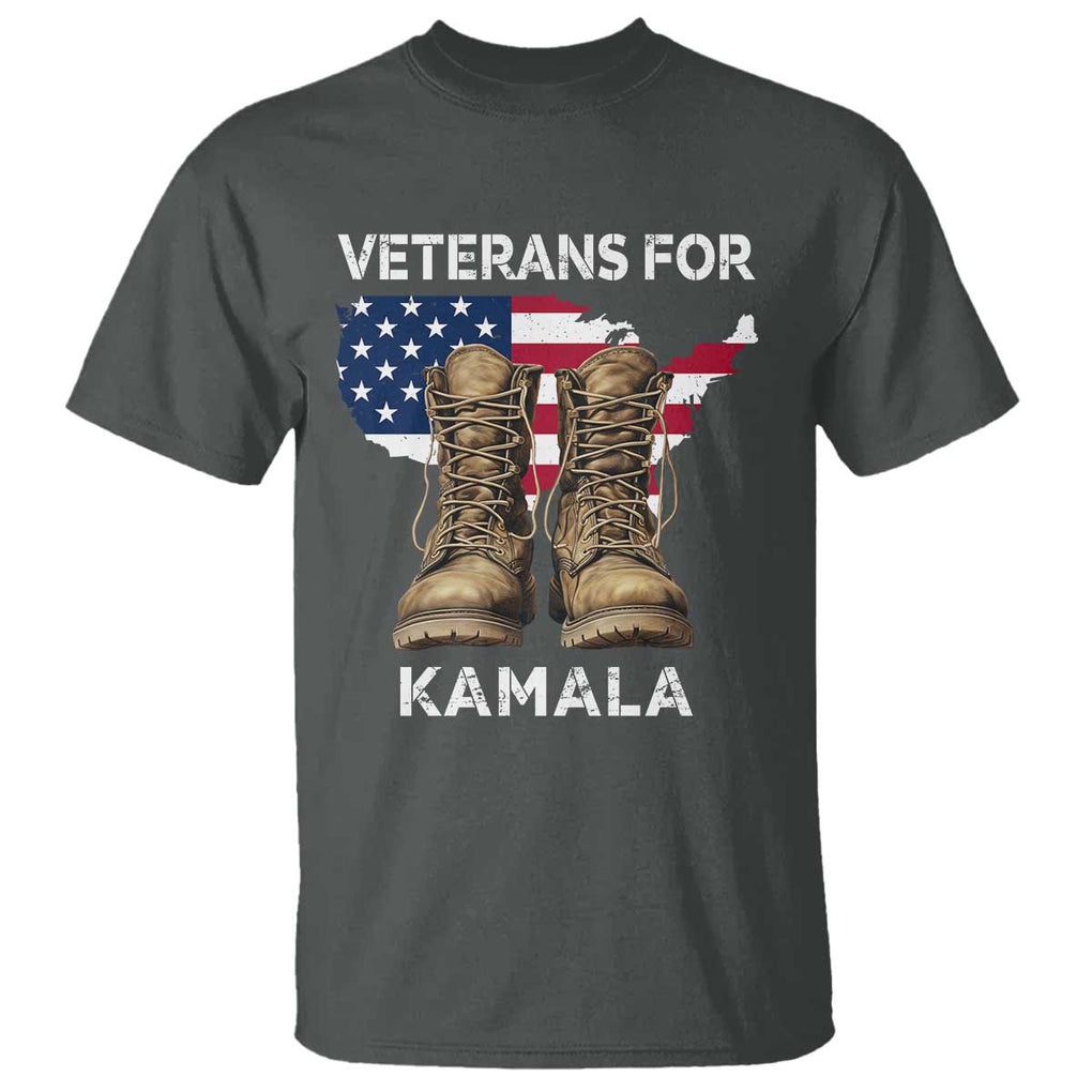 Veterans For Kamala T Shirt Harris Supporter American Flag Election 2024 TS11 Dark Heather Print Your Wear