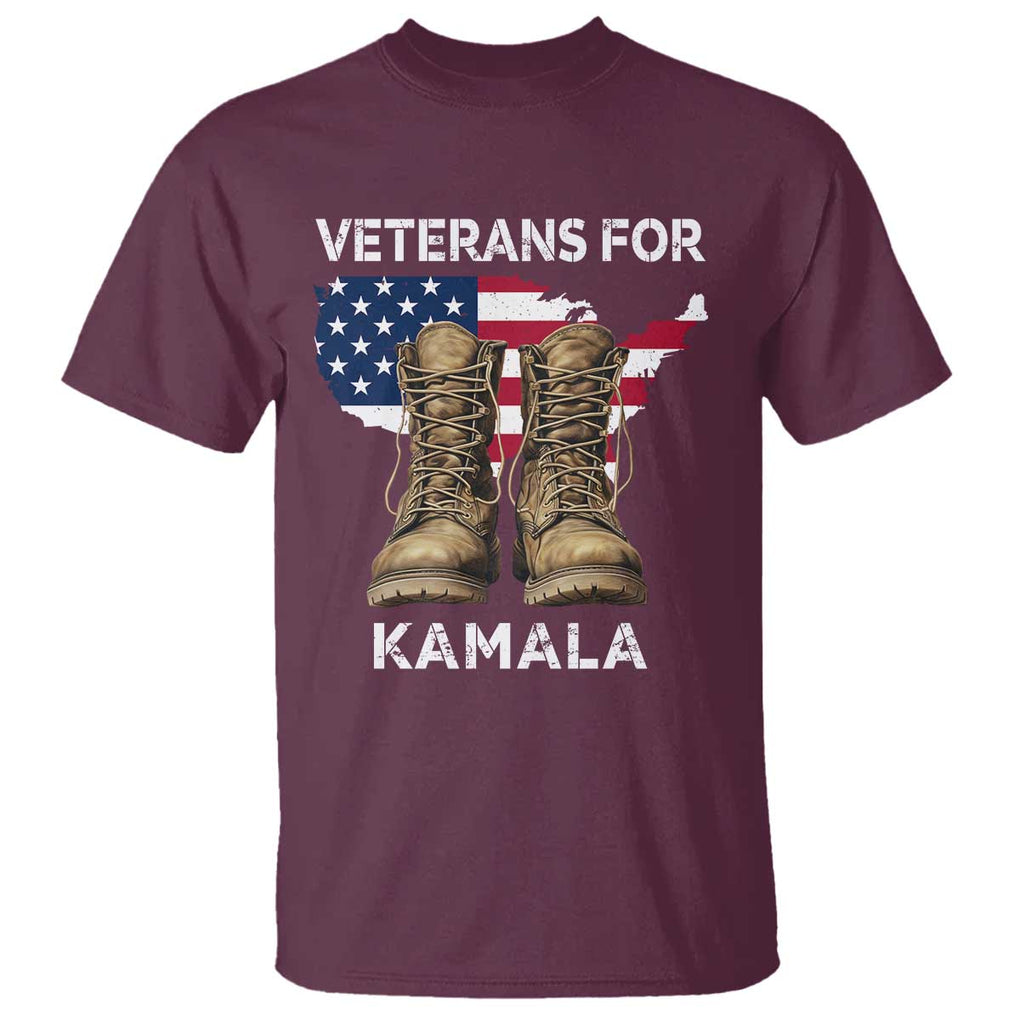 Veterans For Kamala T Shirt Harris Supporter American Flag Election 2024 TS11 Maroon Print Your Wear