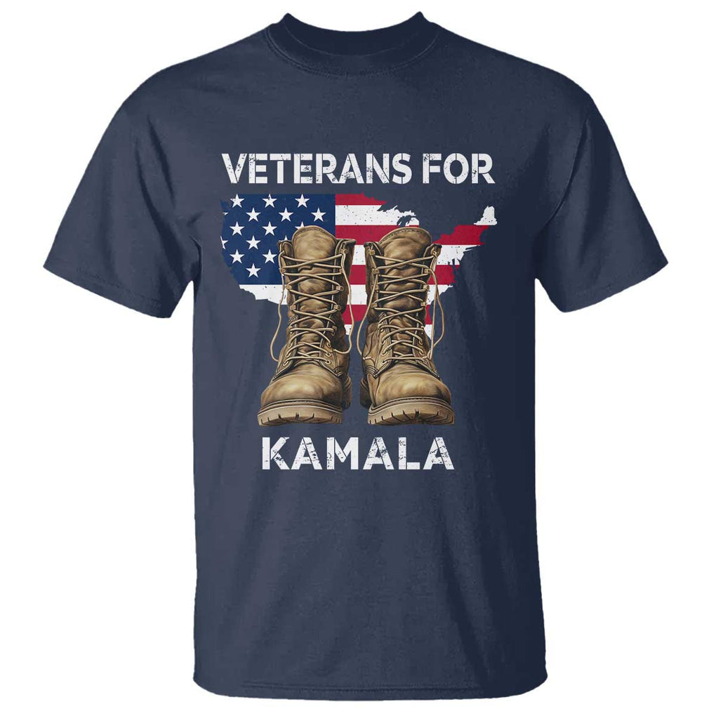 Veterans For Kamala T Shirt Harris Supporter American Flag Election 2024 TS11 Navy Print Your Wear