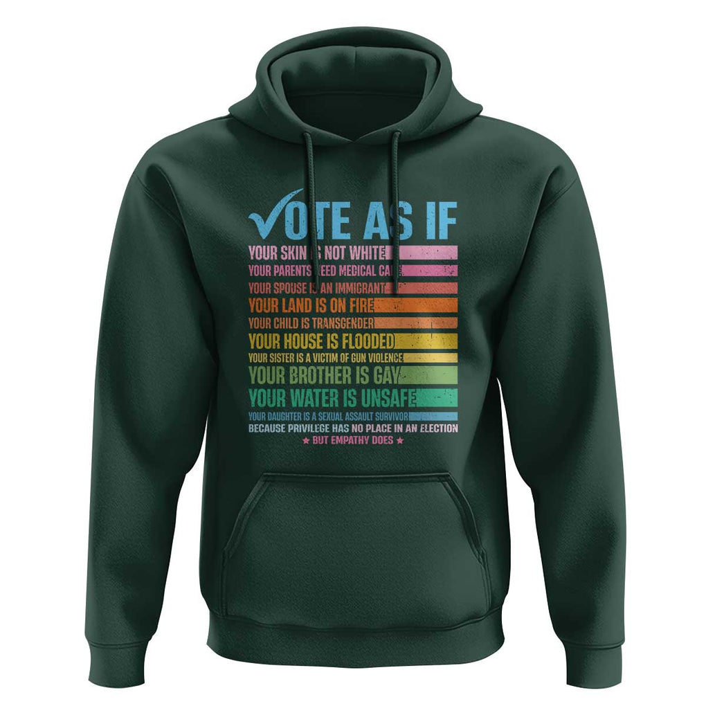 Vote For Human's Rights Hoodie Vote As If Your Skin Is Not White Your Parents Need Medical Care TS11 Dark Forest Green Print Your Wear