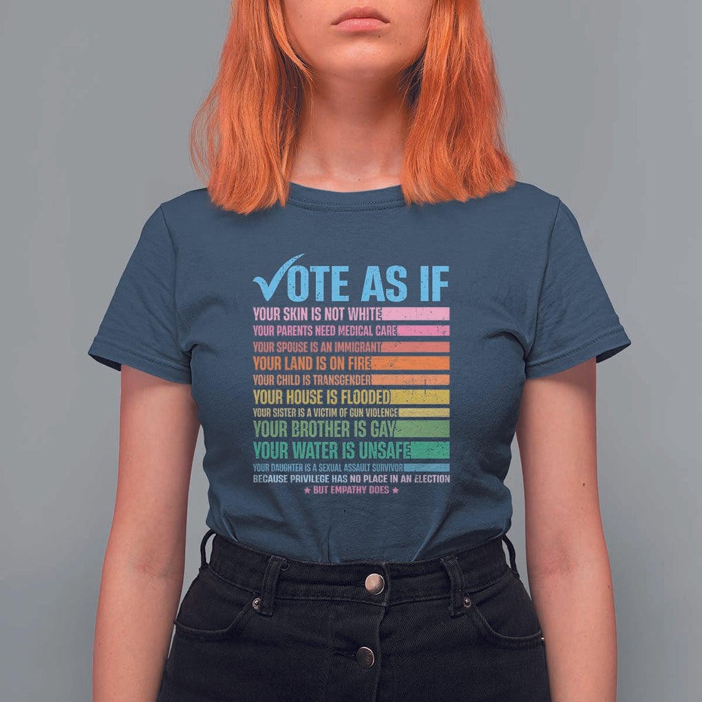Vote For Human's Rights T Shirt For Women Vote As If Your Skin Is Not White Your Parents Need Medical Care TS11 Navy Print Your Wear
