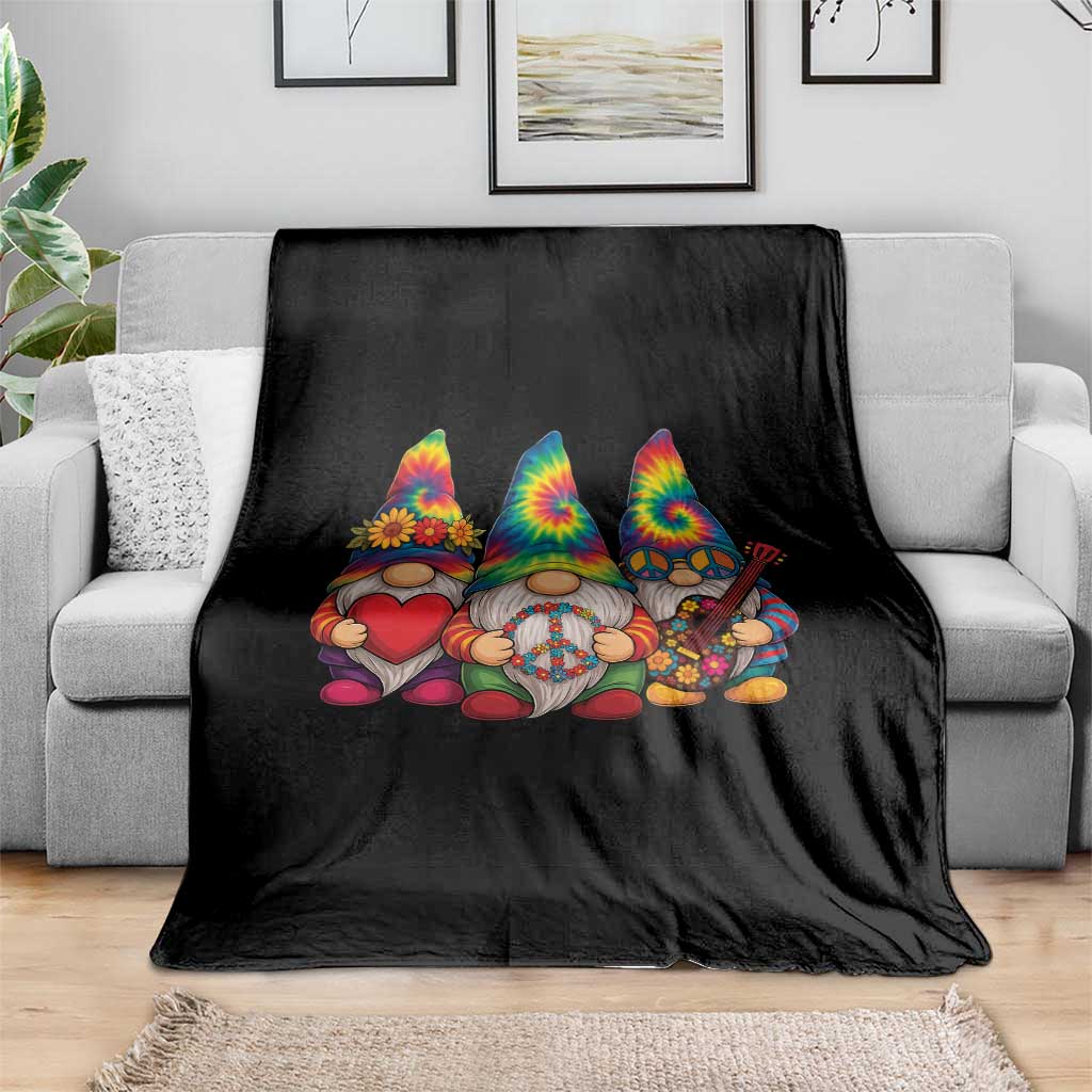 Three Hippie Gnomes Peace Retro Tie Dye Flower Throw Blanket TS11 Print Your Wear