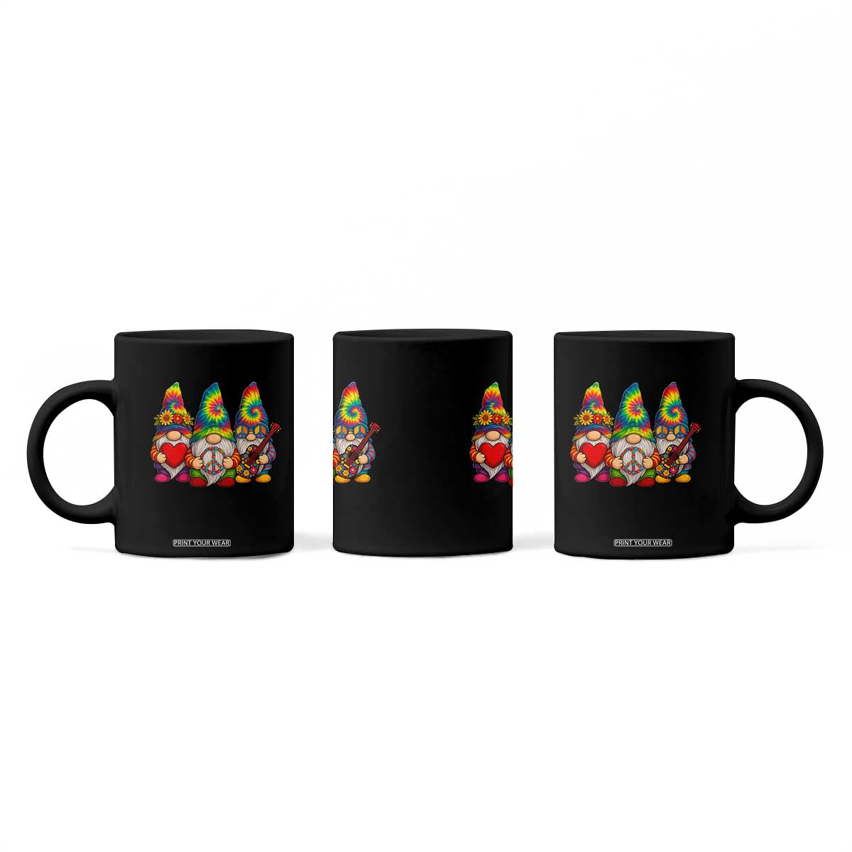 Three Hippie Gnomes Peace Retro Tie Dye Flower Coffee Mug TS11 Print Your Wear