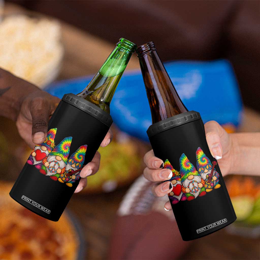 Three Hippie Gnomes Peace Retro Tie Dye Flower 4 in 1 Can Cooler Tumbler TS11 Print Your Wear