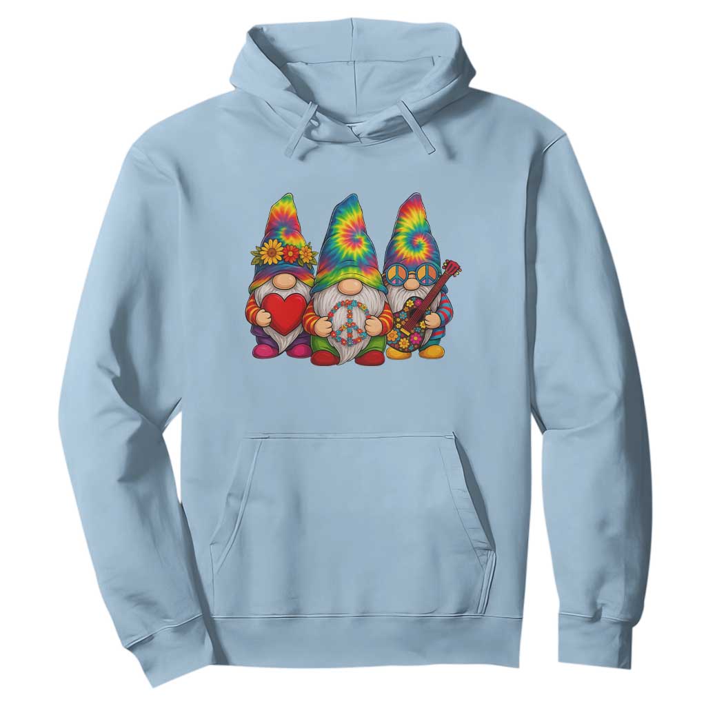 Three Hippie Gnomes Peace Retro Tie Dye Flower Hoodie TS11 Light Blue Print Your Wear