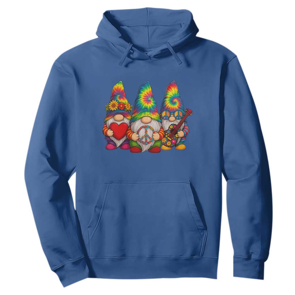 Three Hippie Gnomes Peace Retro Tie Dye Flower Hoodie TS11 Royal Blue Print Your Wear