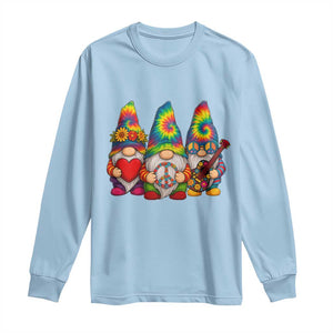 Three Hippie Gnomes Peace Retro Tie Dye Flower Long Sleeve Shirt TS11 Light Blue Print Your Wear