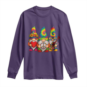 Three Hippie Gnomes Peace Retro Tie Dye Flower Long Sleeve Shirt TS11 Purple Print Your Wear